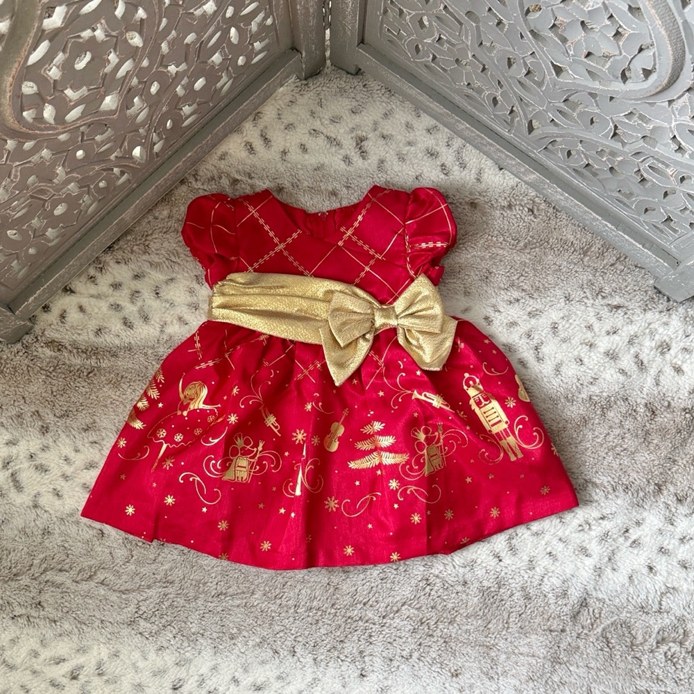 Bonnie Baby red Christmas dress girls 6-9 months Nutcracker holiday party winter